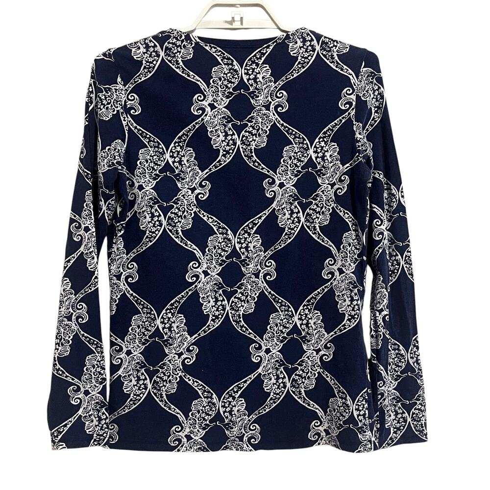 Lilly Pulitzer Jodie Bright Navy MS Behave Long Sleeve Top - Picture 4 of 8